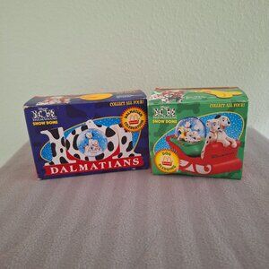 (2) VTG MCDONALDS 1996 DISNEY 101 DALMATIANS SNOW DOME & DOG SLEDDING SNOW DOME